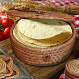 Tortilla Basket with Lid, Plate & Glass Coasters