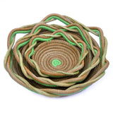Circular Pine Needle Basket with Waves (Set of 3)