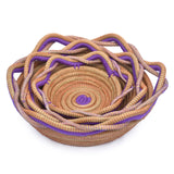 Circular Pine Needle Basket with Waves (Set of 3)