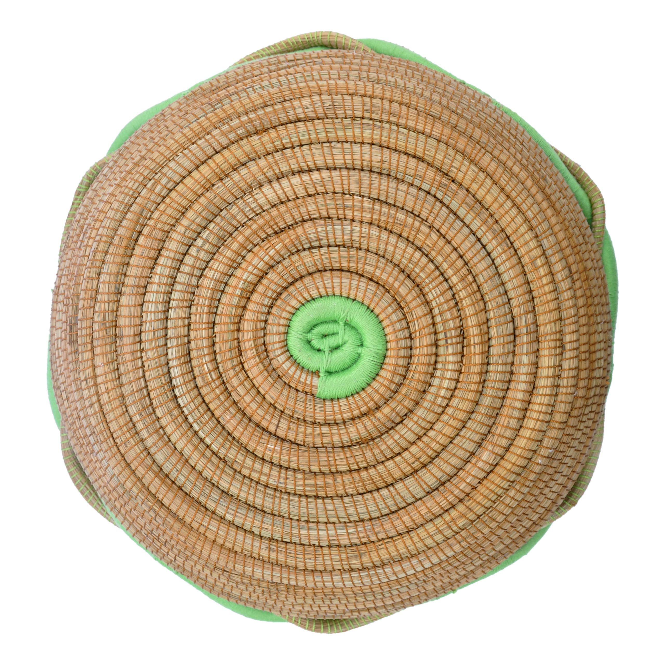 Circular Pine Needle Basket with Waves (Set of 3)
