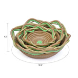 Circular Pine Needle Basket with Waves (Set of 3)