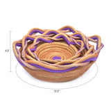 Circular Pine Needle Basket with Waves (Set of 3)