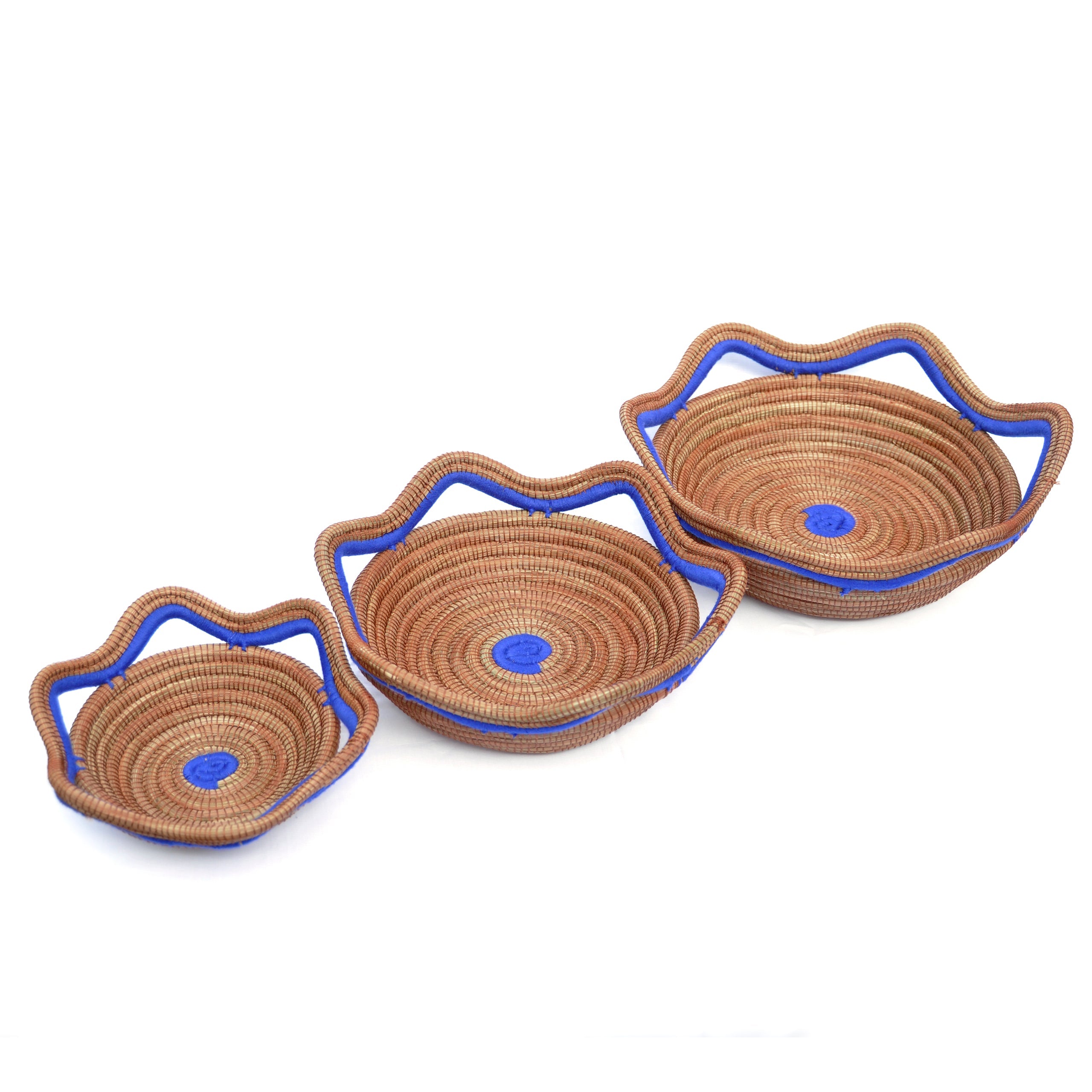 Circular Pine Needle Basket with Waves (Set of 3)