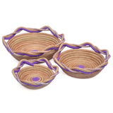 Circular Pine Needle Basket with Waves (Set of 3)