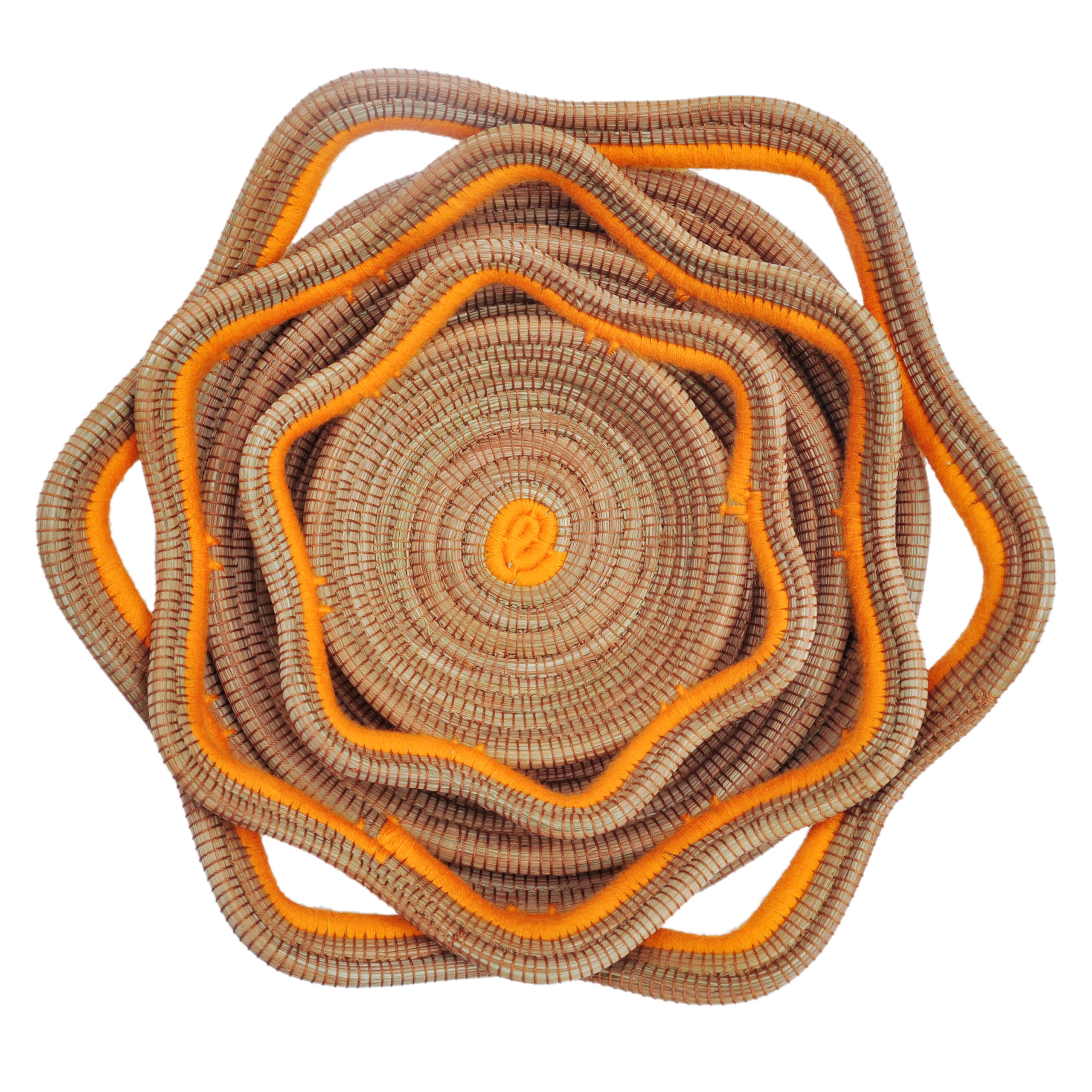 Circular Pine Needle Basket with Waves (Set of 3)