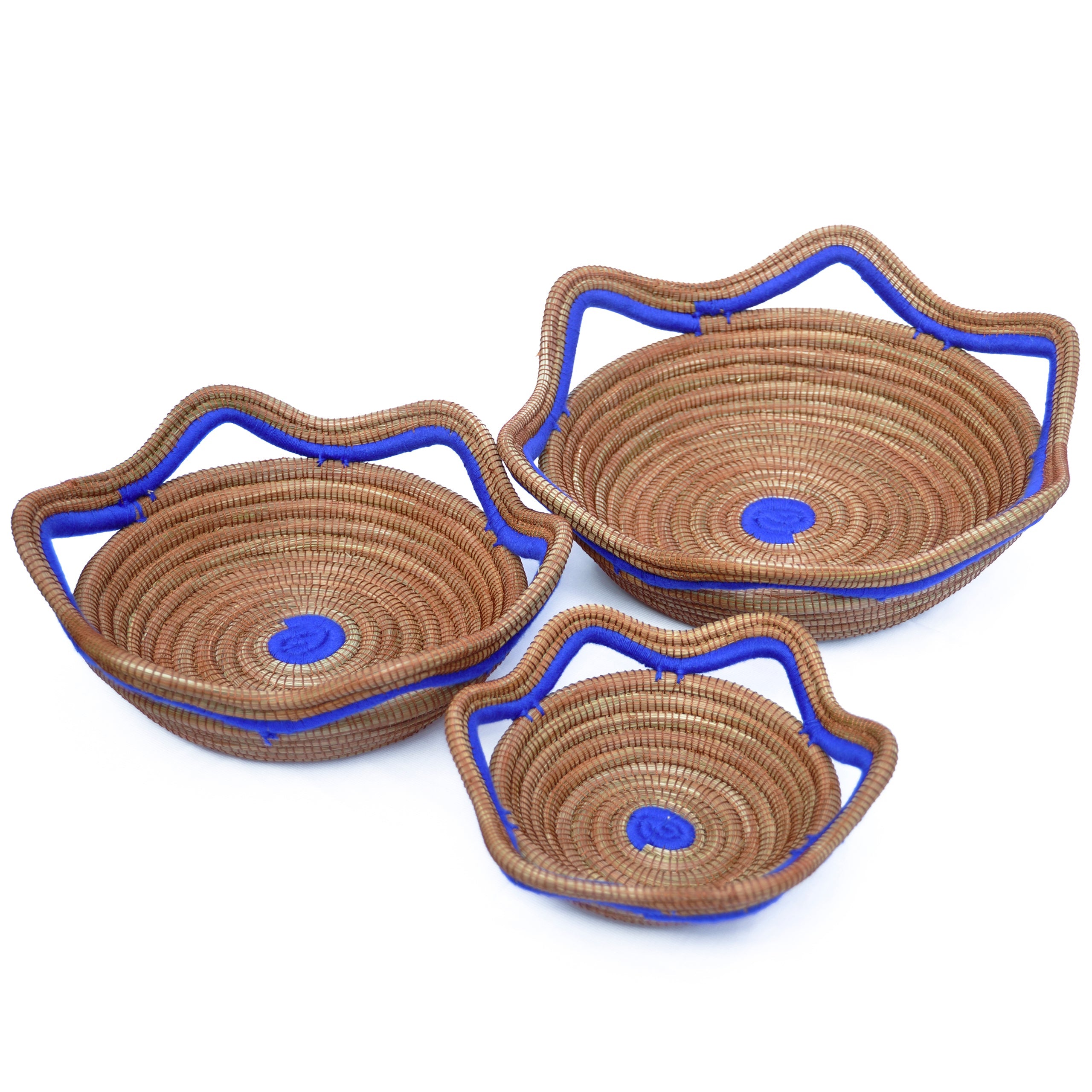 Circular Pine Needle Basket with Waves (Set of 3)