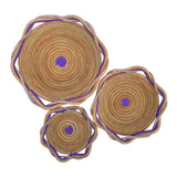 Circular Pine Needle Basket with Waves (Set of 3)