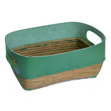 Genuine Leather Basket with Pine Needle Base