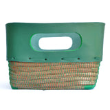 Genuine Leather Basket with Pine Needle Base