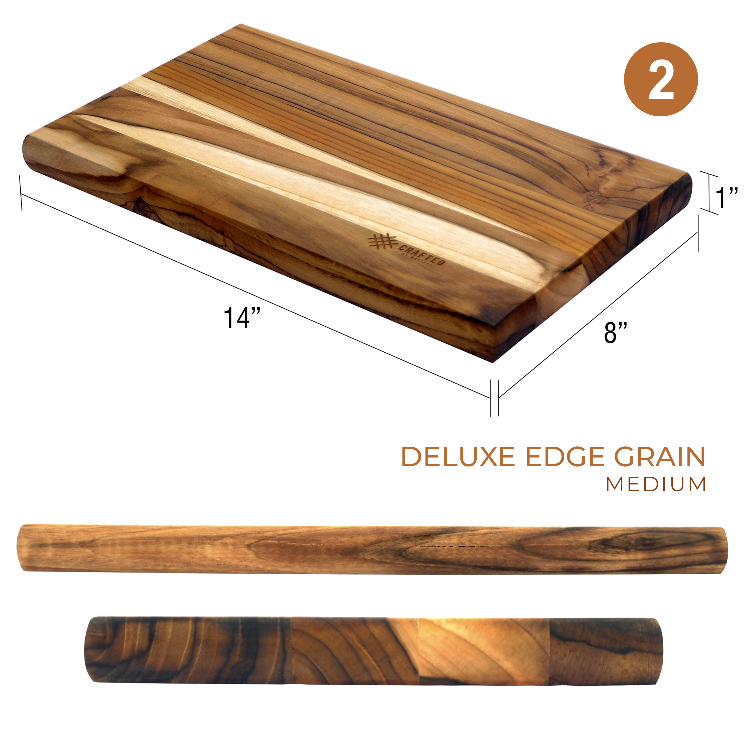 3x2 Deluxe Edge-Grain Teak Cutting Board Set - Free Small Board