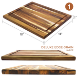 3x2 Deluxe Edge-Grain Teak Cutting Board Set - Free Small Board