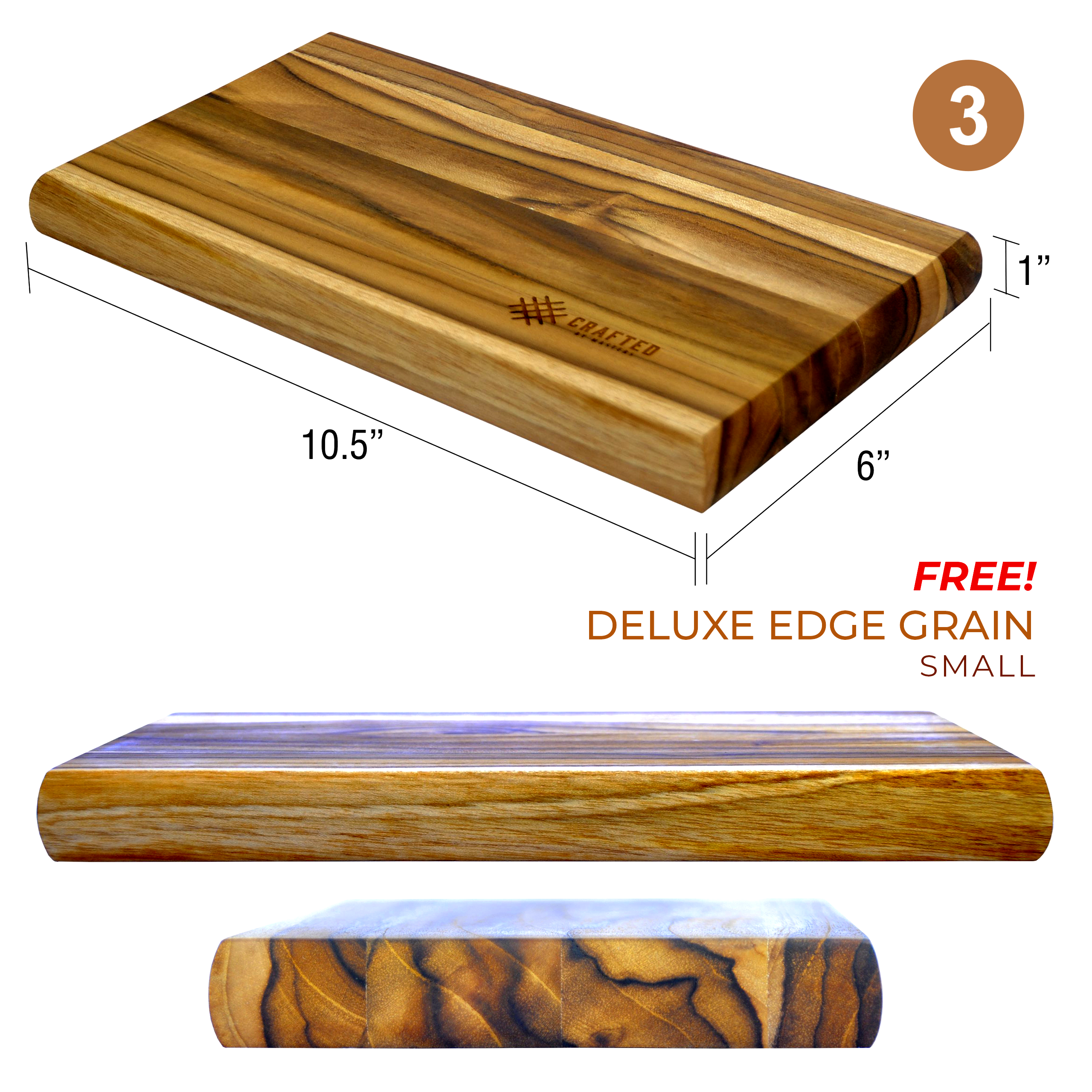 3x2 Deluxe Edge-Grain Teak Cutting Board Set - Free Small Board
