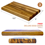 3x2 Deluxe Edge-Grain Teak Cutting Board Set - Free Small Board