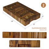 3x2 Superior End-Grain Teak Cutting Board Set - Free Small Board